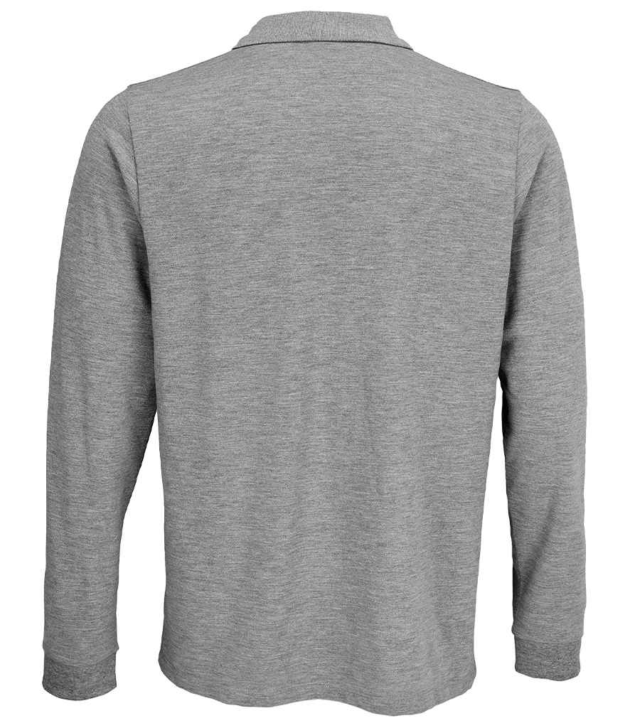 SOL'S Unisex Prime Long Sleeve Piqué Polo Shirt - Grey Marl (03983)