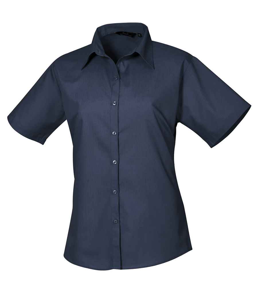 Premier Ladies Short Sleeve Poplin Blouse - FRONT