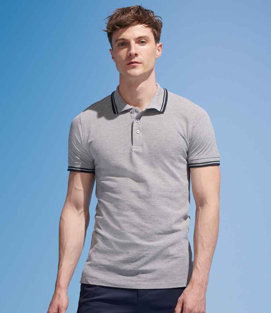 SOL'S SOL'S Pasadena Tipped Cotton Piqué Polo Shirt - Heather Grey/Navy (10577)