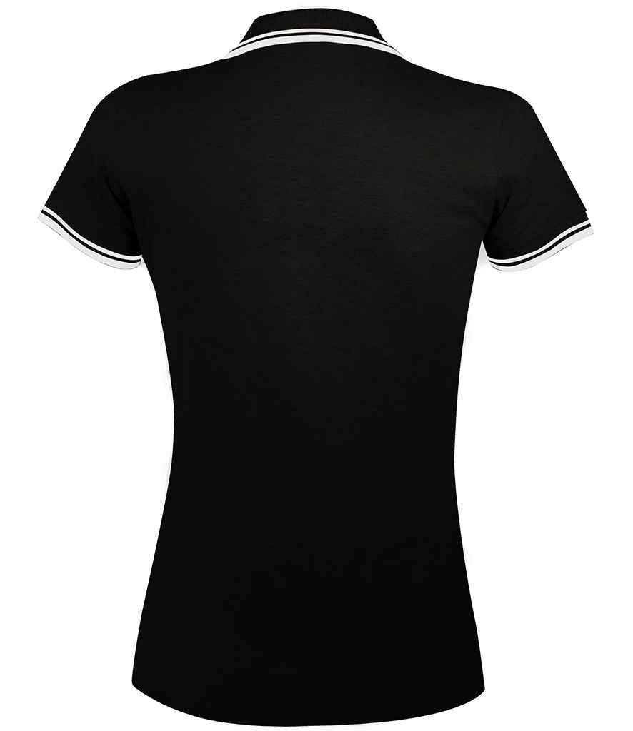 SOL'S SOL'S Ladies Pasadena Tipped Cotton Piqué Polo Shirt - Black/White (10578)