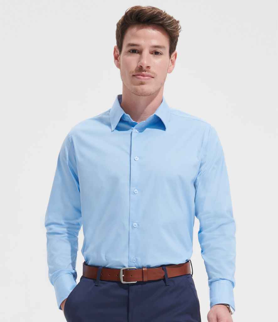SOL'S SOL'S Brighton Long Sleeve Fitted Shirt - Bright Sky (17000)