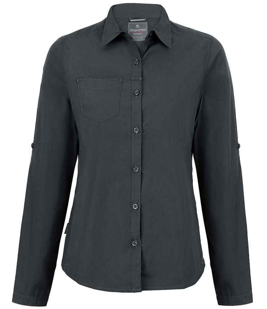 Craghoppers Expert Ladies Kiwi Long Sleeve Shirt - Carbon Grey (CR541) - back