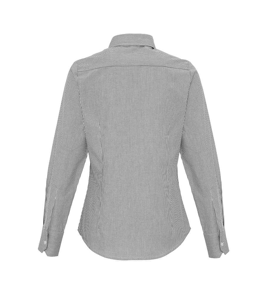 Premier Ladies Long Sleeve Striped Oxford Shirt - BACK