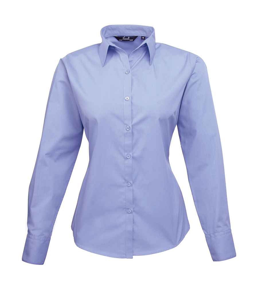Premier Ladies Long Sleeve Poplin Blouse - FRONT