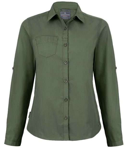 Craghoppers Expert Ladies Kiwi Long Sleeve Shirt - Dark Cedar Green (CR541) - back