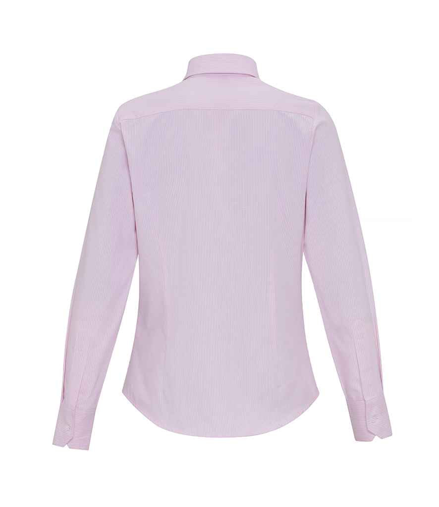 Premier Ladies Long Sleeve Striped Oxford Shirt - BACK