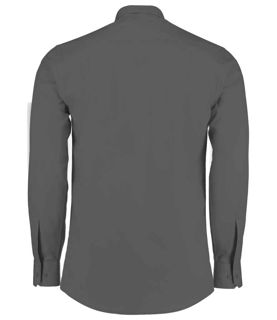 Kustom Kit Long Sleeve Tailored Poplin Shirt - BACK