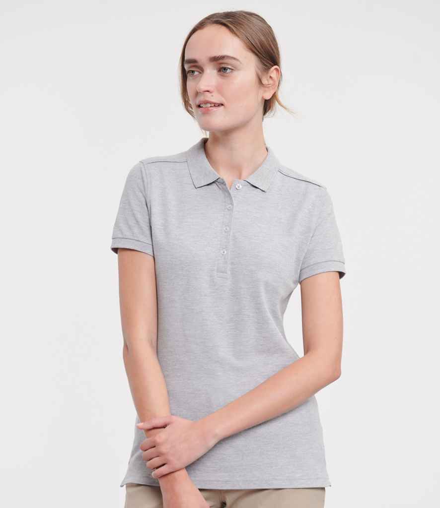 Russell Ladies Stretch Piqué Polo Shirt - Light Oxford (566F)