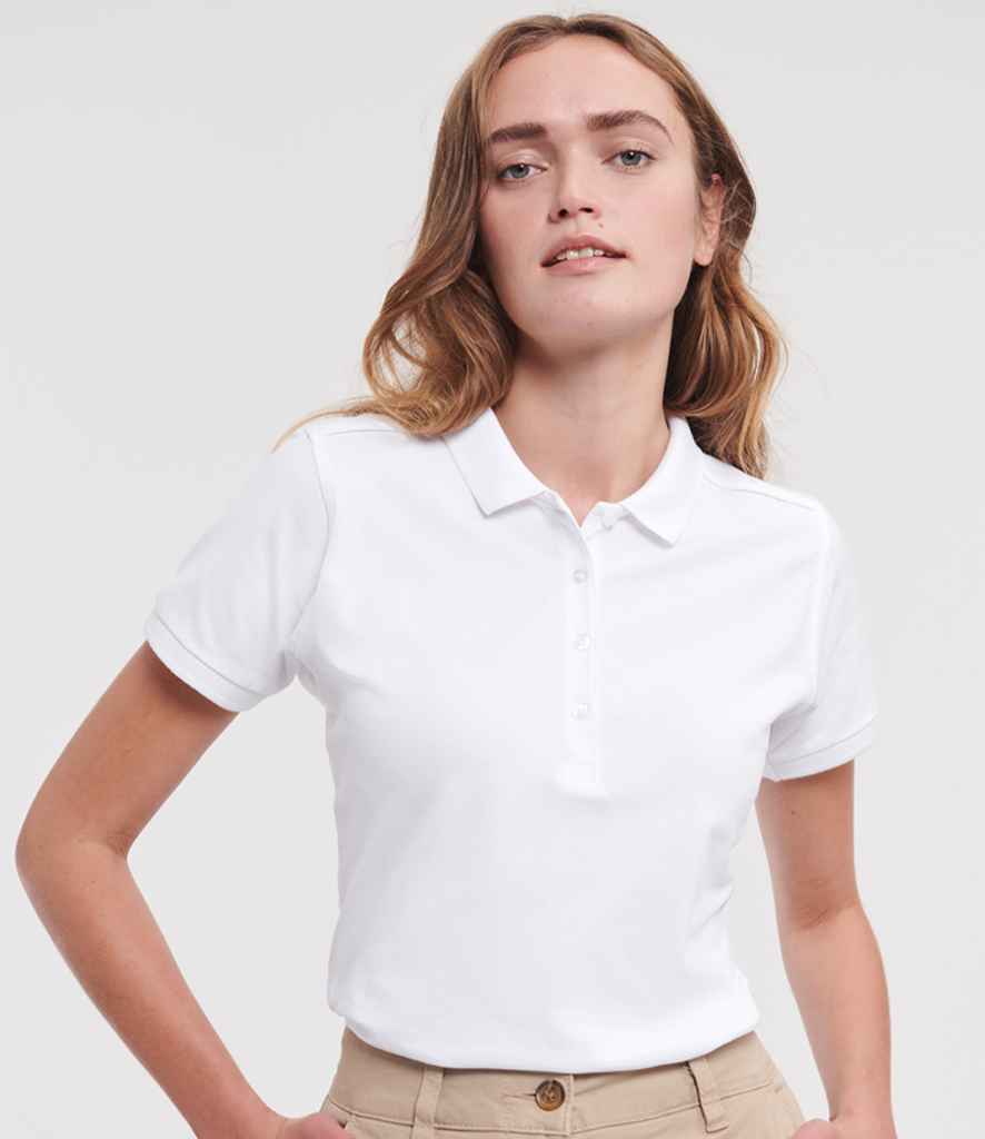 Russell Ladies Stretch Piqué Polo Shirt - White (566F)