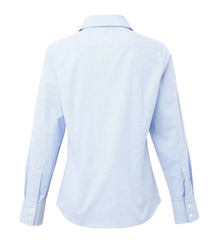 Premier Ladies Gingham Long Sleeve Shirt - BACK