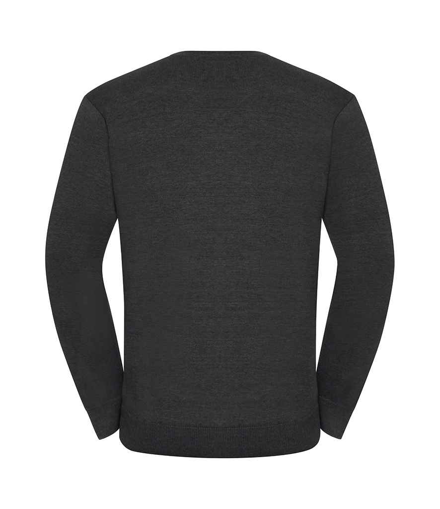 Russell Collection Cotton Acrylic V Neck Sweater - Charcoal Marl (710M)