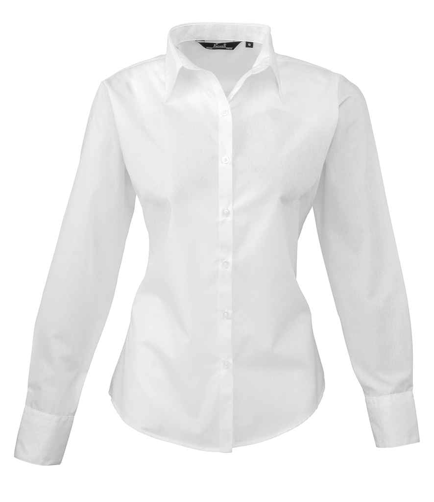 Premier Ladies Long Sleeve Poplin Blouse - FRONT