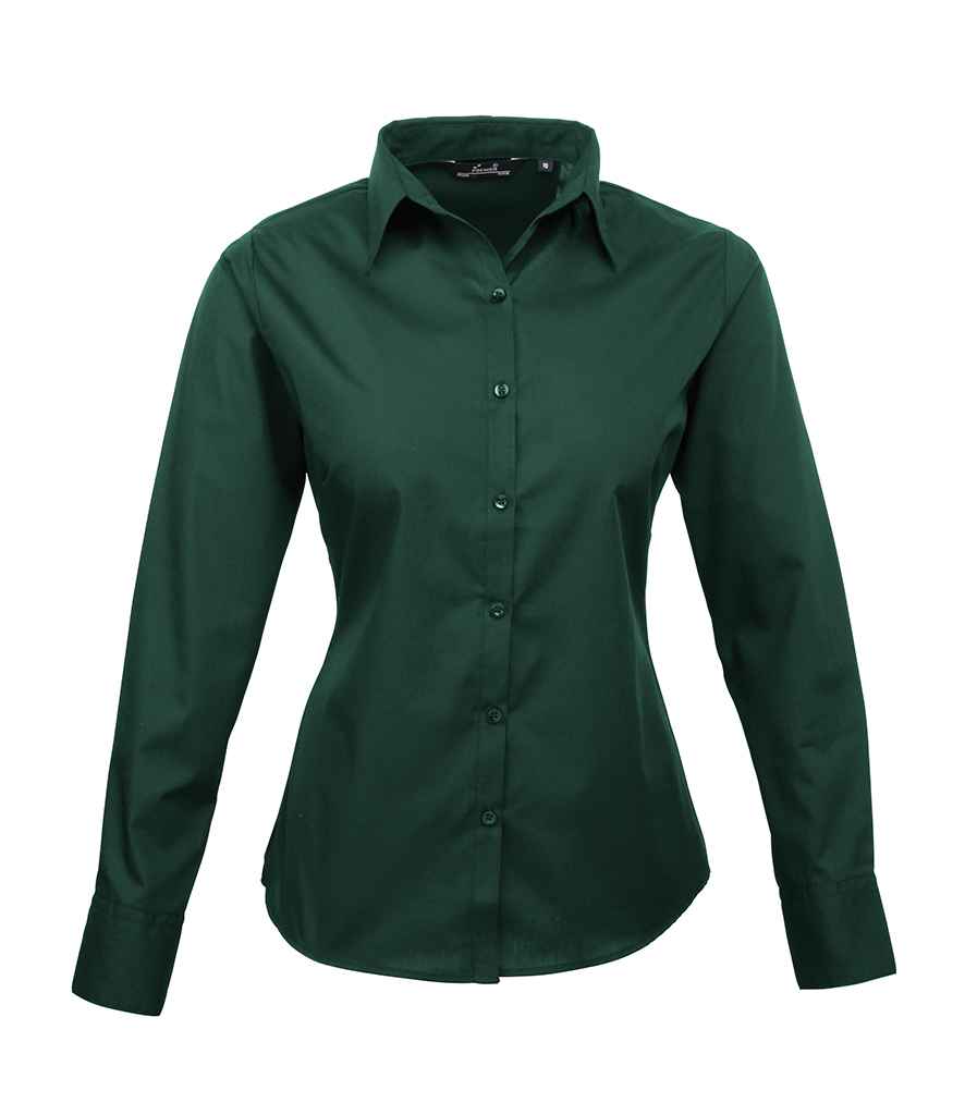 Premier Ladies Long Sleeve Poplin Blouse - FRONT
