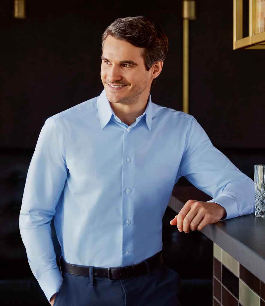 Russell Collection Long Sleeve Tailored Oxford Shirt - Oxford Blue (922M)