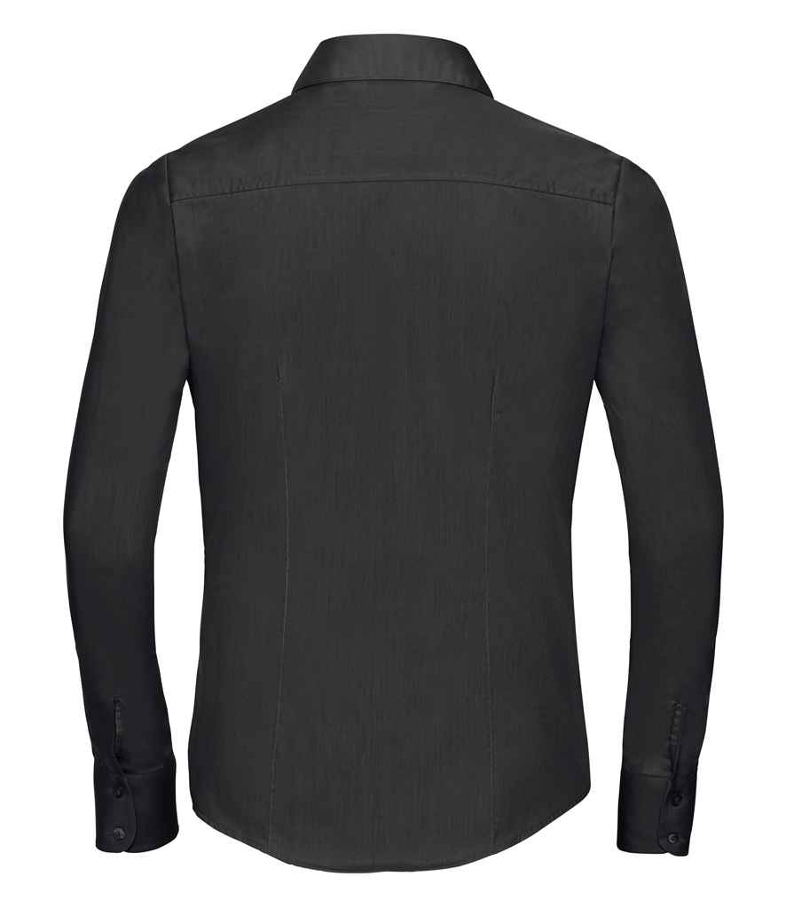 Russell Collection Ladies Long Sleeve Fitted Poplin Shirt - Black (924F)