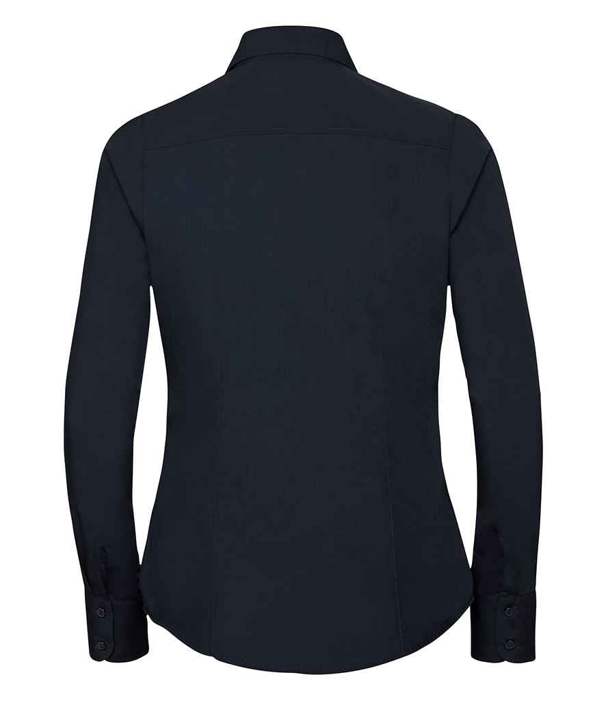 Russell Collection Ladies Long Sleeve Fitted Poplin Shirt - French Navy (924F)