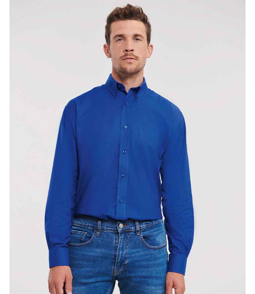 Russell Collection Long Sleeve Easy Care Oxford Shirt - Bright Royal (932M)