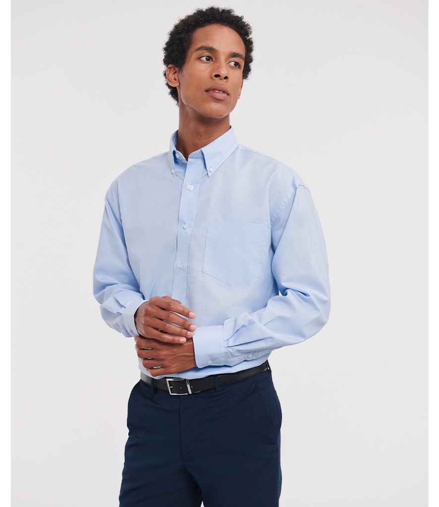 Russell Collection Long Sleeve Easy Care Oxford Shirt - Oxford Blue (932M)