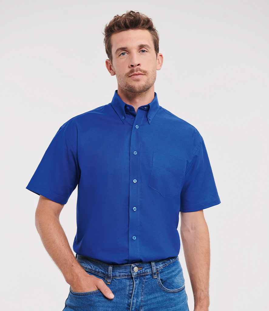 Russell Collection Short Sleeve Easy Care Oxford Shirt - Bright Royal (933M)