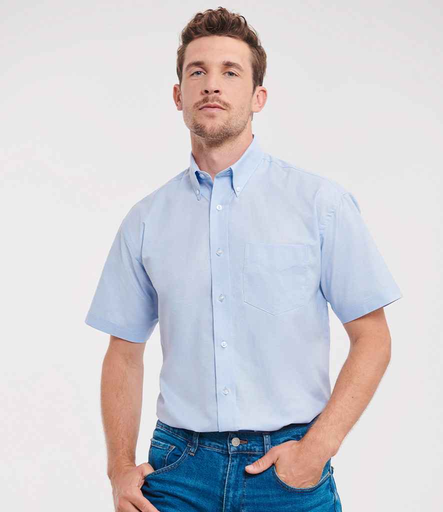 Russell Collection Short Sleeve Easy Care Oxford Shirt - Oxford Blue (933M)