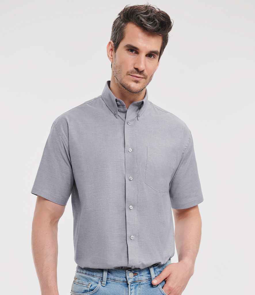 Russell Collection Short Sleeve Easy Care Oxford Shirt - Silver (933M)