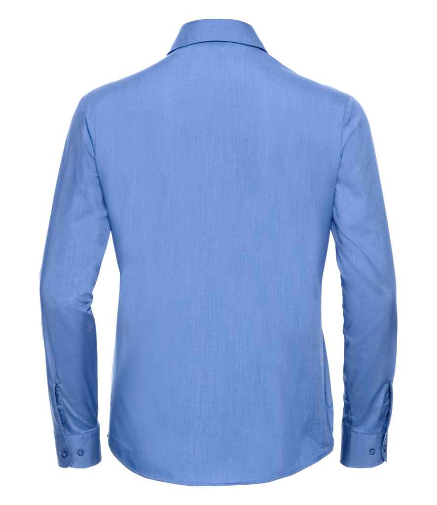 Russell Collection Ladies Long Sleeve Easy Care Poplin Shirt - Corporate Blue (934F)