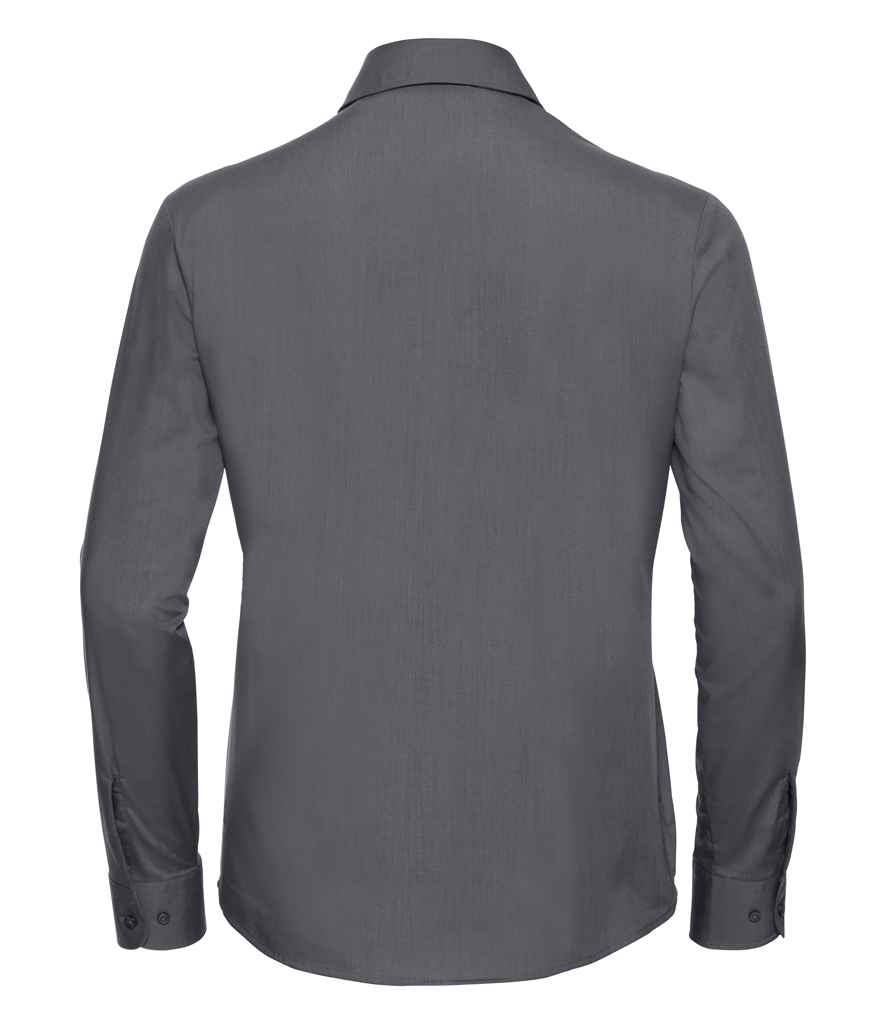 Russell Collection Ladies Long Sleeve Easy Care Poplin Shirt - Convoy Grey (934F)