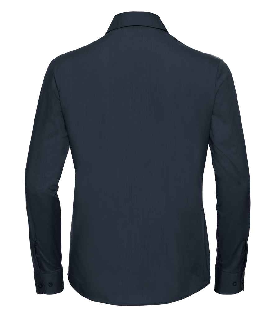 Russell Collection Ladies Long Sleeve Easy Care Poplin Shirt - French Navy (934F)