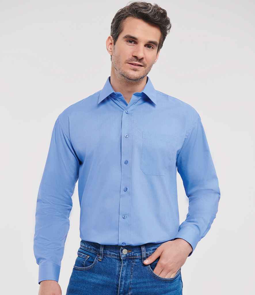 Russell Collection Long Sleeve Easy Care Poplin Shirt - Corporate Blue (934M)