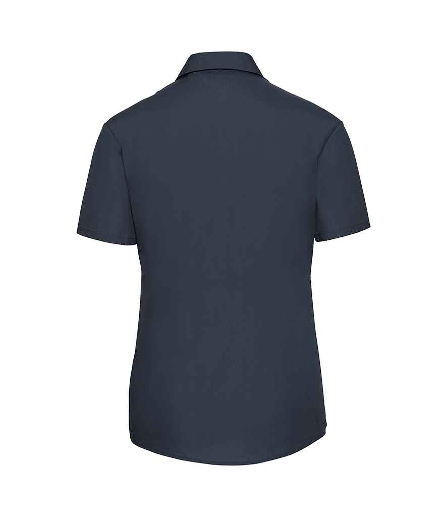 Russell Collection Ladies Short Sleeve Easy Care Poplin Shirt - French Navy (935F)