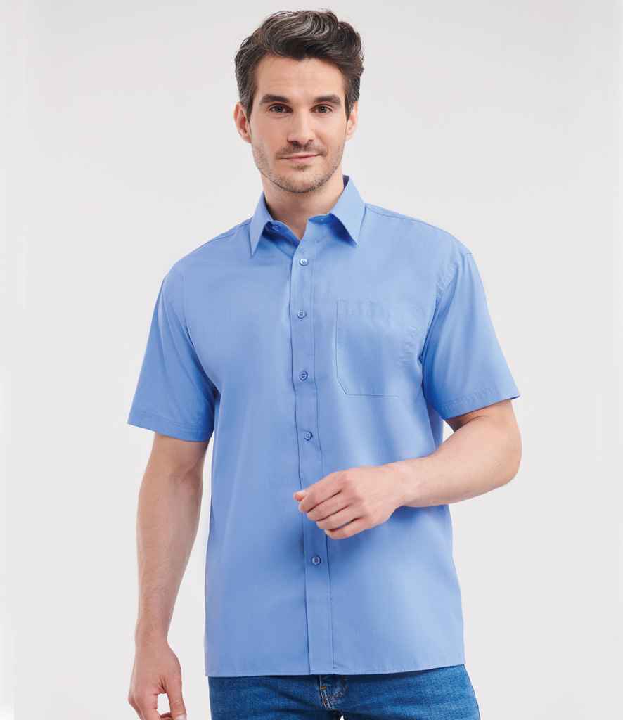 Russell Collection Short Sleeve Easy Care Poplin Shirt - Corporate Blue (935M)