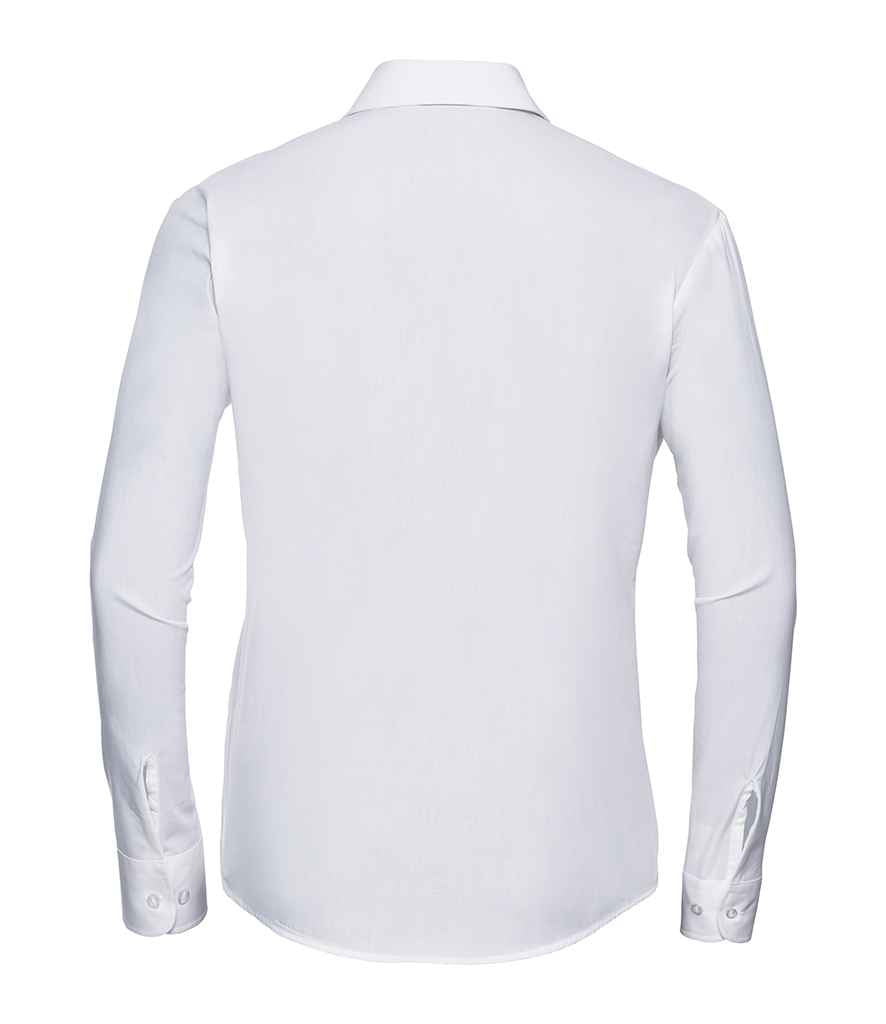 Russell Collection Ladies Long Sleeve Easy Care Cotton Poplin Shirt - White (936F)