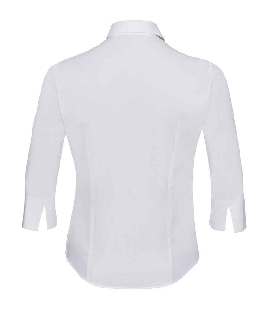 Russell Collection Ladies 3/4 Sleeve Easy Care Fitted Shirt - White (946F)