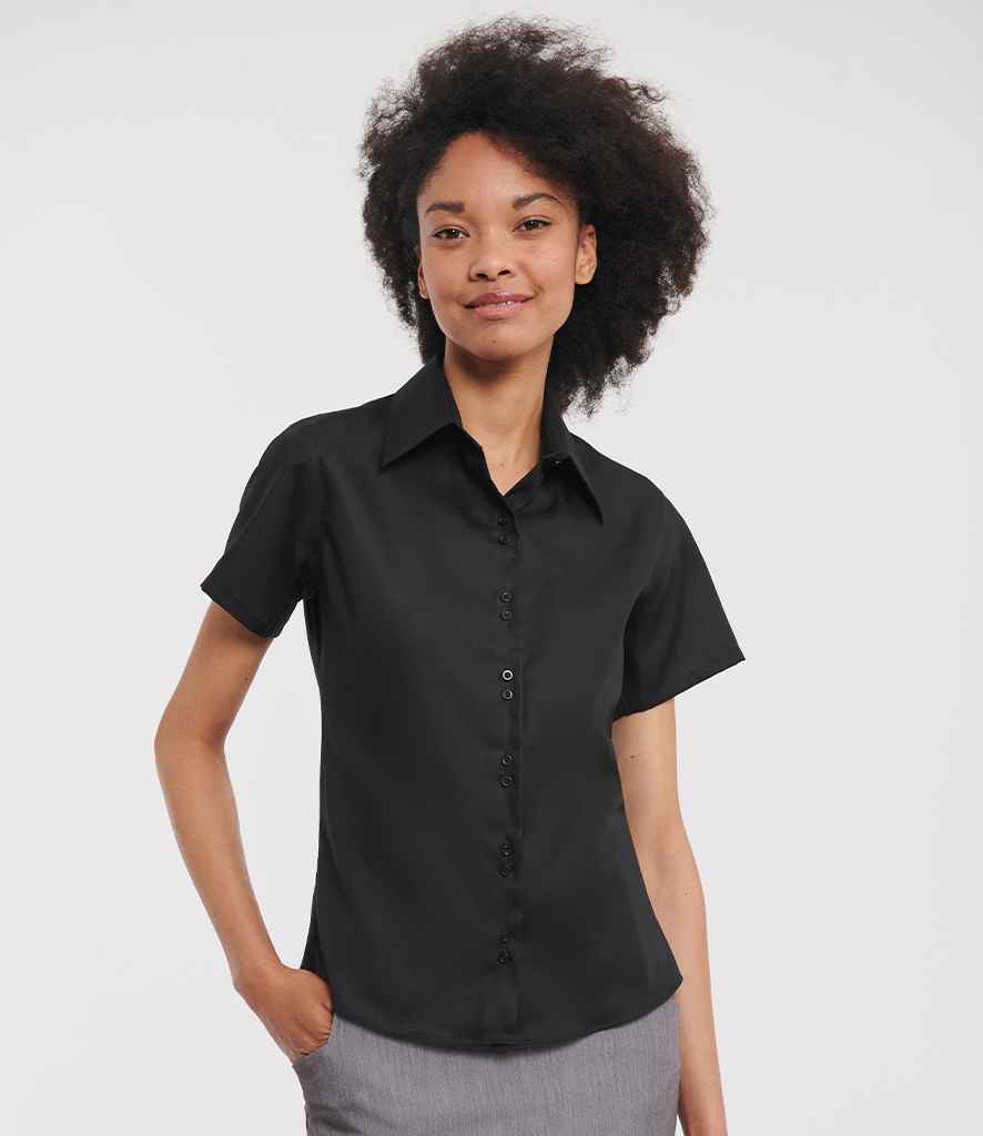 Russell Collection Ladies Short Sleeve Ultimate Non-Iron Shirt - Black (957F)