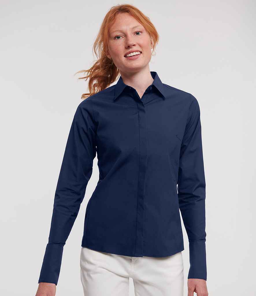 Russell Collection Ladies Ultimate Stretch Shirt - Bright Navy (960F)