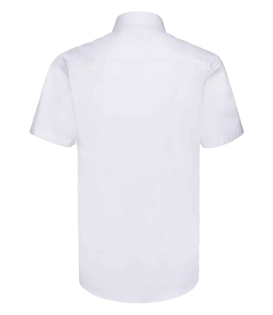 Russell Collection Short Sleeve Herringbone Shirt - White (963M)