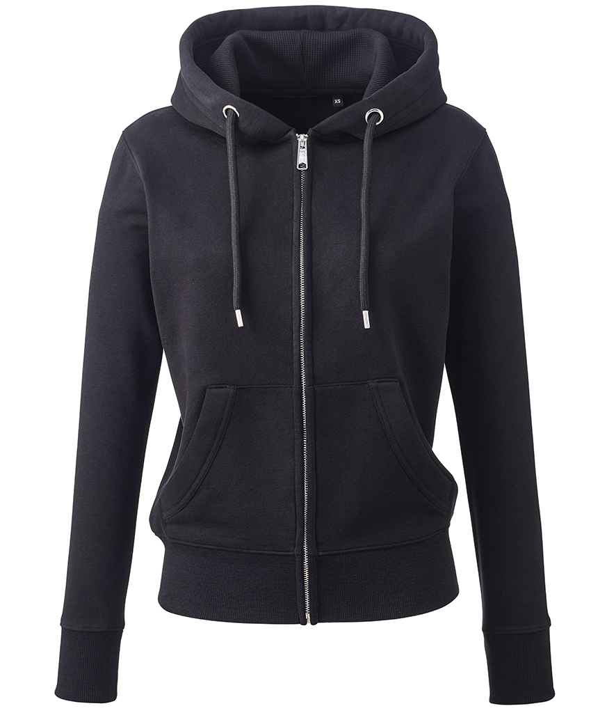 Anthem Ladies Organic Full Zip Hoodie - Black (AM04)