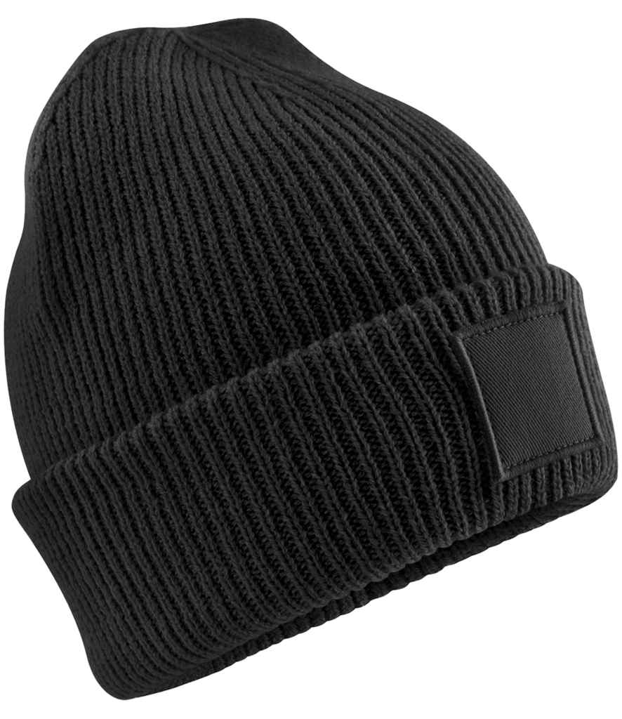 Beechfield Kids Deep Cuffed Tonal Patch Beanie - Black (BB336B)