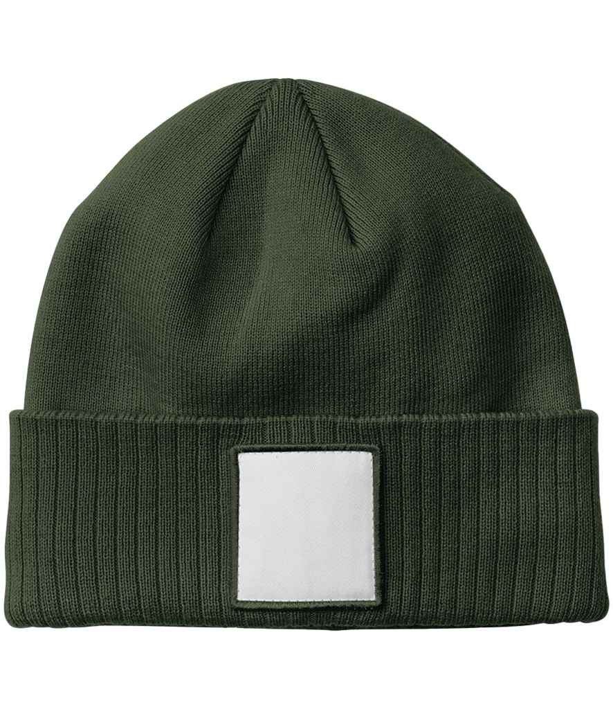 Beechfield Appliqué Patch Beanie - Olive Green/White (BB337R)