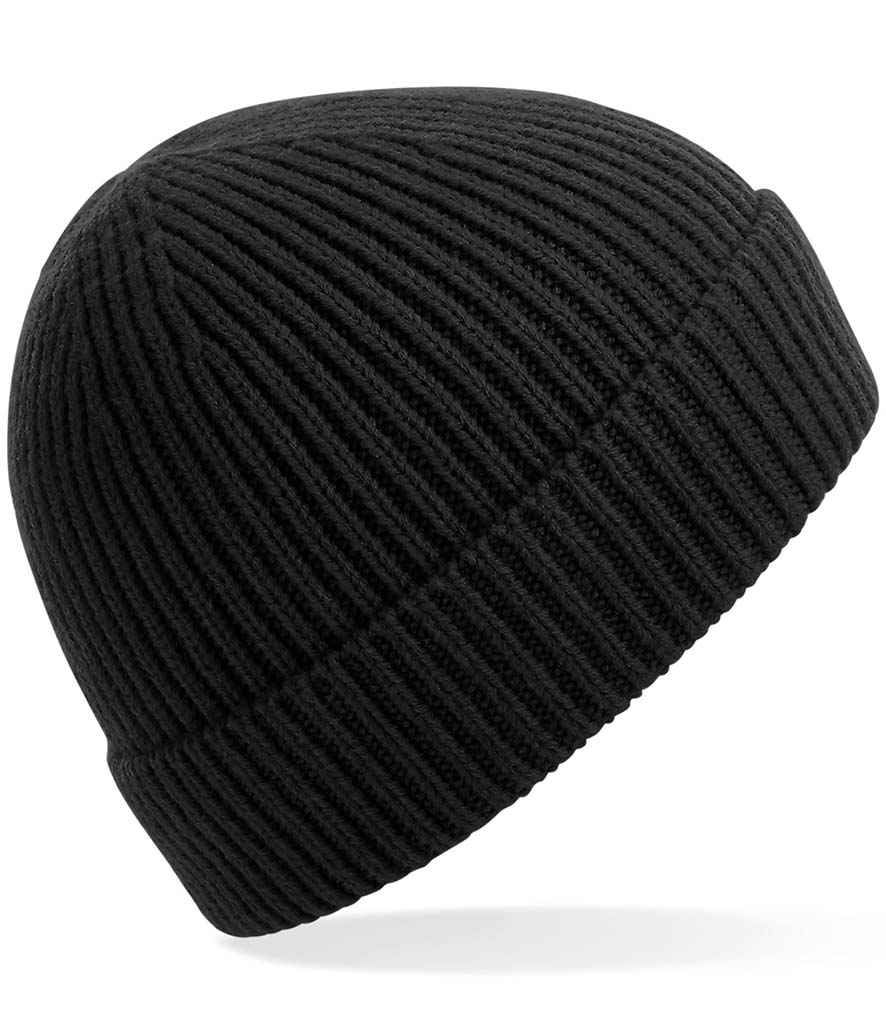 Beechfield Engineered Knit Ribbed Beanie - Black (BB380)