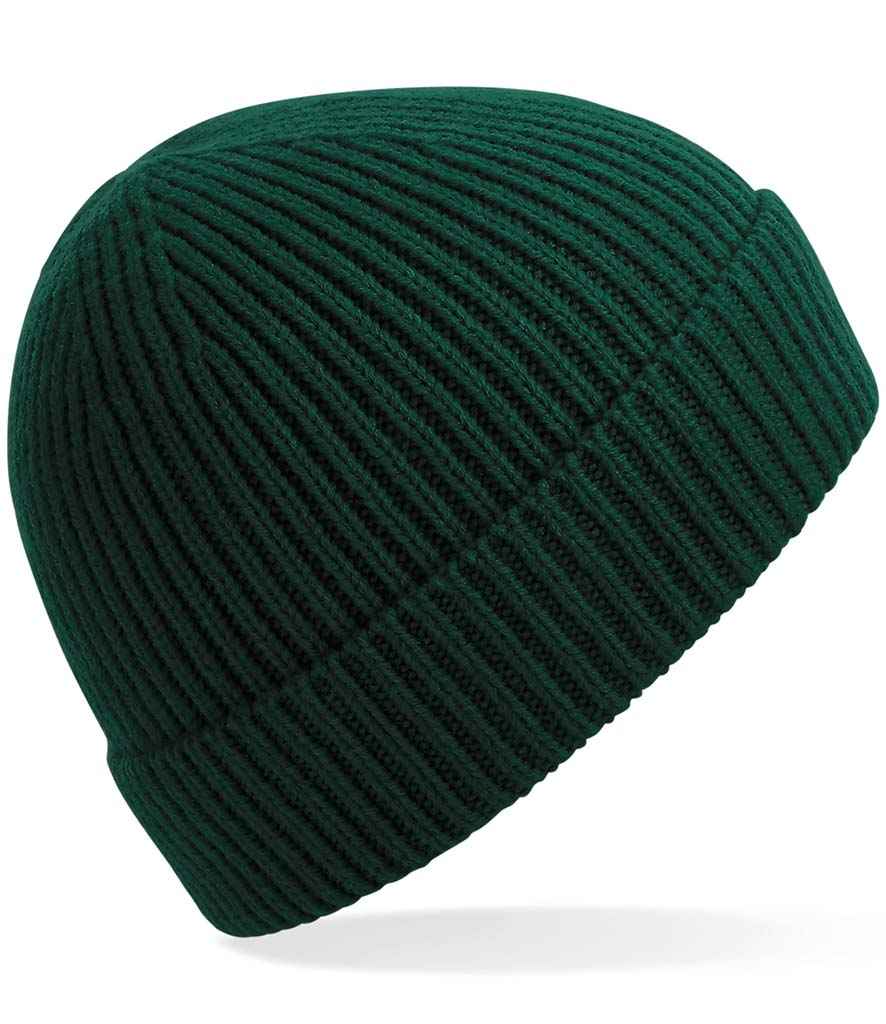Beechfield Engineered Knit Ribbed Beanie - Bottle Green (BB380)