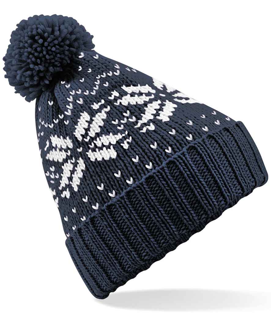 Beechfield Fair Isle Snowstar® Beanie - French Navy/White (BB456)