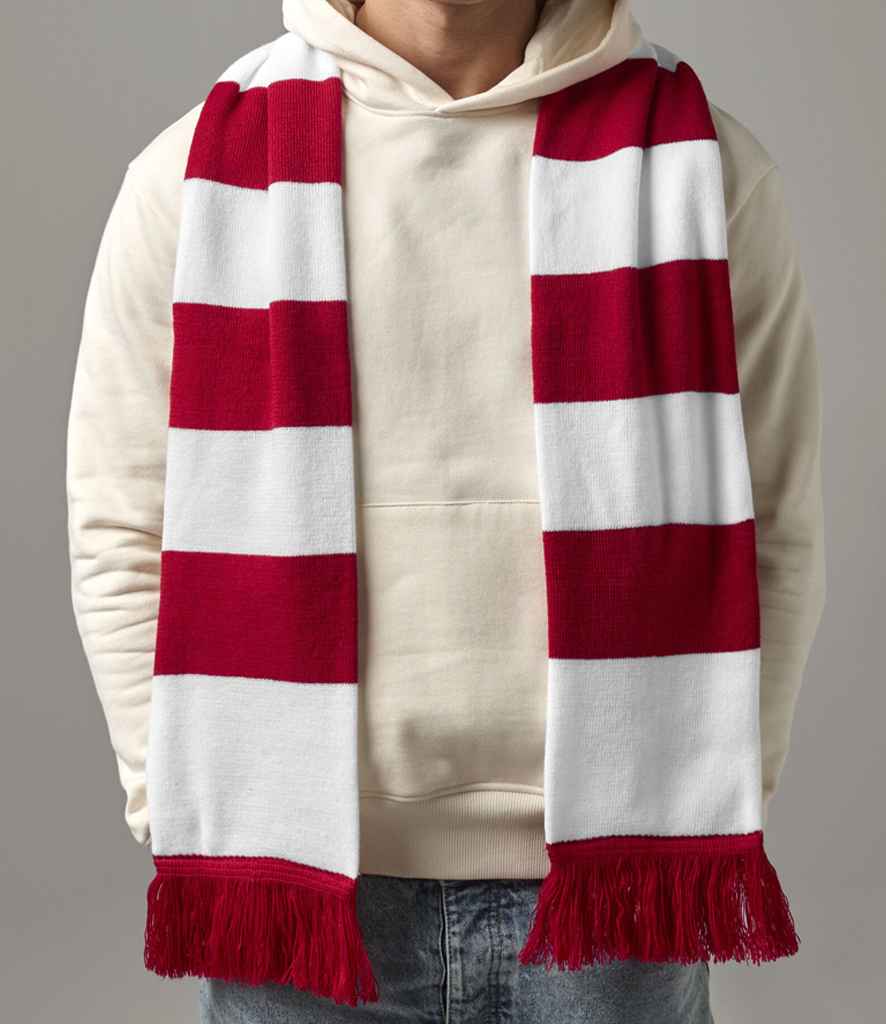 Beechfield Stadium Scarf - Classic Red/White (BB479)