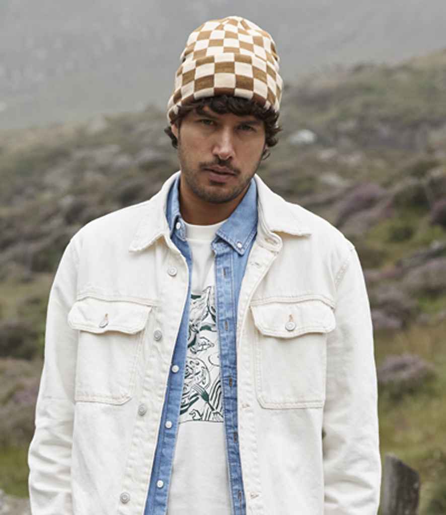 Beechfield Checkerboard Beanie - Biscuit/Almond (BB531)
