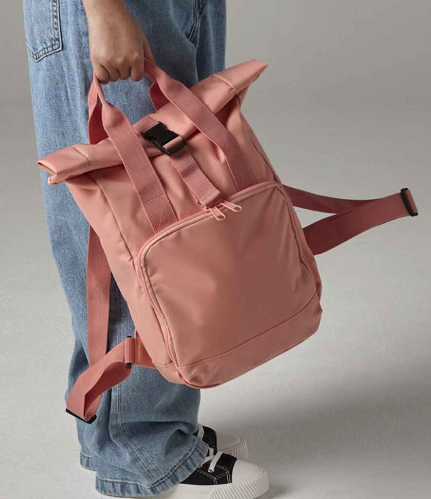 BagBase Recycled Mini Twin Handle Roll-Top Backpack - Blush Pink (BG118S)