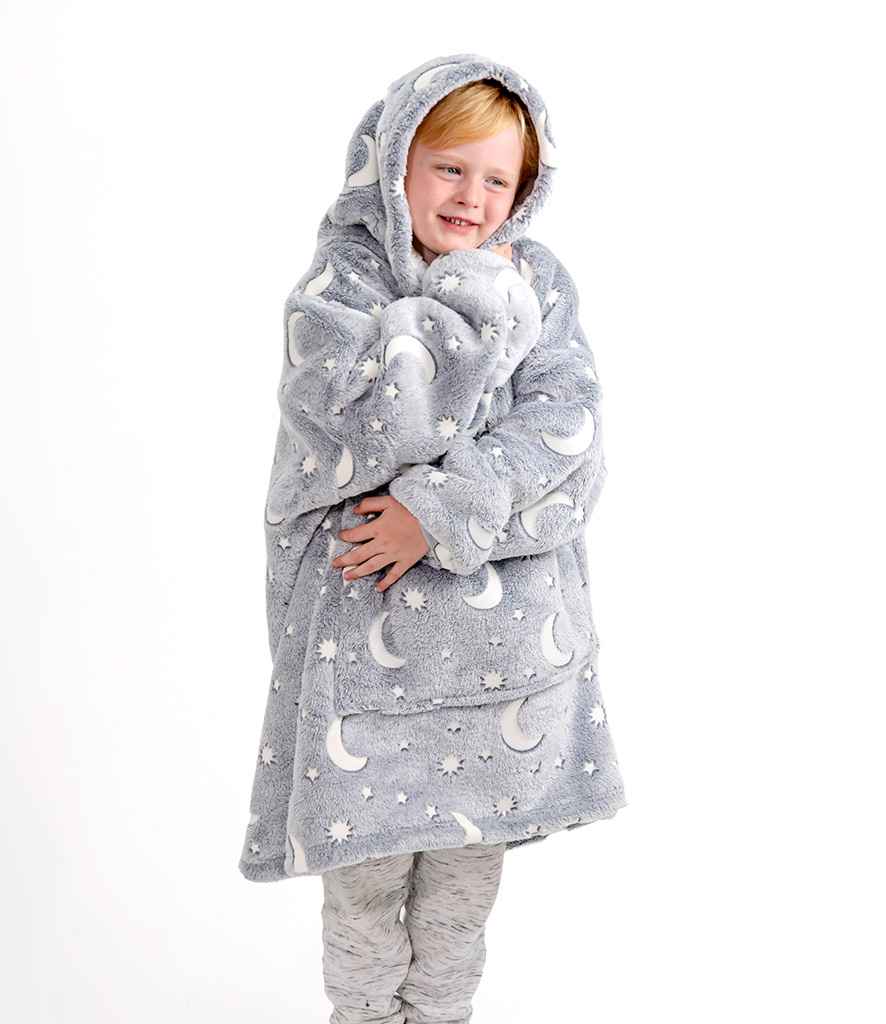 Brand Lab Kids Oversized Hooded Blanket - Grey Glow In The Dark (BH101)
