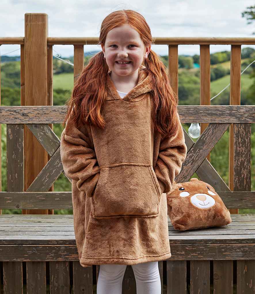 Brand Lab Kids Character Cushion Hooded Blanket - Brown Teddy (BH103)