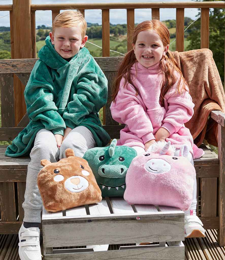 Brand Lab Kids Character Cushion Hooded Blanket - Green Dinosaur (BH103)