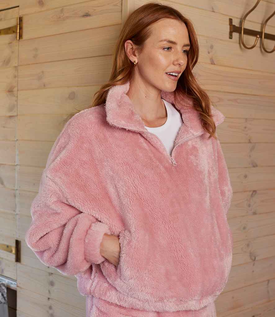 Brand Lab Ladies Fluffy 1/4 Zip Fleece - Blush Pink (BH202)