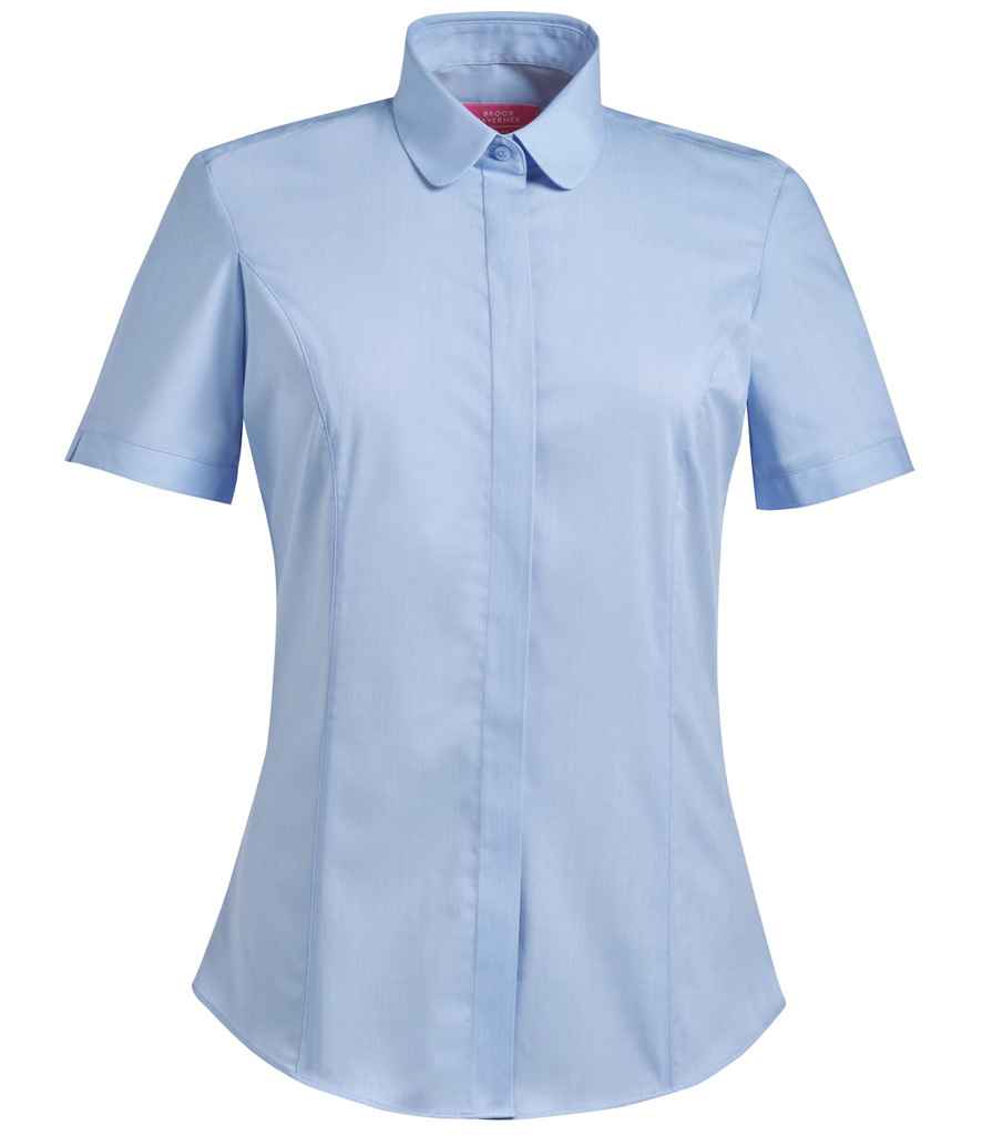 Brook Taverner Ladies Soave Short Sleeve Poplin Shirt - Sky Blue (BK133)